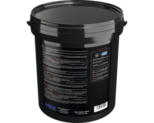 Arka Biotechnologie Teichpflegeprodukt in einem schwarzen Eimer mit Deckel