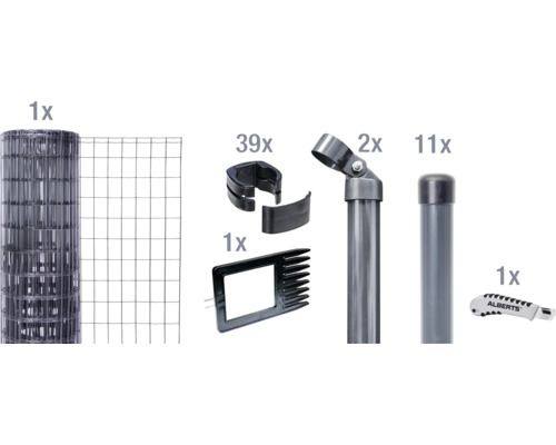 Zaunkomplett-Set ALBERTS Fix-Clip Pro® zum Einbetonieren 25 m x 153 cm anthrazit Zaunkomplett-Set ALBERTS Fix-Clip Pro® zum Einbetonieren 25 m x 153 cm anthrazit