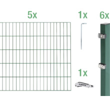 Kit complet pour clôture en treillis métallique double fil avec éléments de clôture, poteaux, supports, clé Allen et aide au montage
