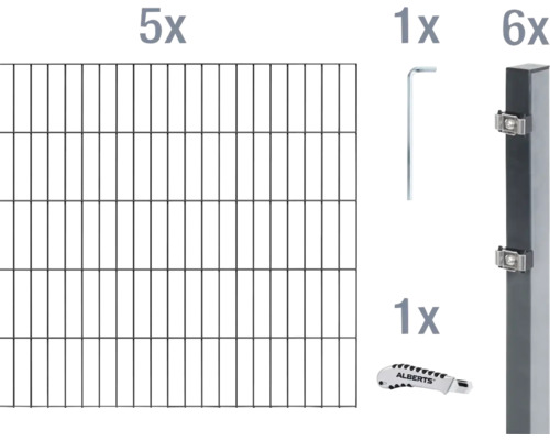 Kit de panneaux rigides double fil ALBERTS type 6/5/6 1000x100 cm anthracite Kit de panneaux rigides double fil ALBERTS type 6/5/6 1000x100 cm anthracite