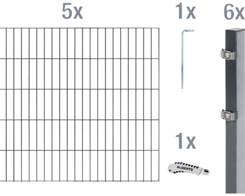 Komplettset mit Zaunelementen, Pfosten, Inbusschlüssel und Cuttermesser