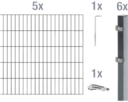 Kit de panneaux rigides double fil ALBERTS type 6/5/6 1000x80 cm anthracite Kit de panneaux rigides double fil ALBERTS type 6/5/6 1000x80 cm anthracite