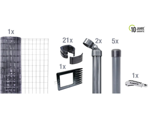Zaunkomplett-Set ALBERTS Fix-Clip Pro zum Einbetonieren 10 x 1,53 m anthrazit Zaunkomplett-Set ALBERTS Fix-Clip Pro zum Einbetonieren 10 x 1,53 m anthrazit