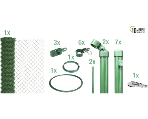 Kit complet de clôture en grillage avec le logo Alberts et garantie de 10 ans