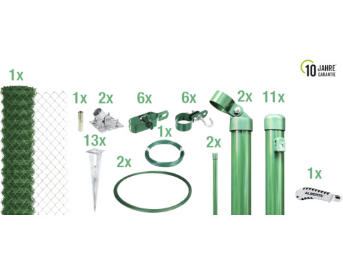 Kit complet de clôture en grillage avec logo Alberts et garantie de 10 ans