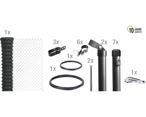 4-Eckgeflecht Set ALBERTS Maschenweite 60 mm zum Einbetonieren 15 x 0,8 m anthrazit