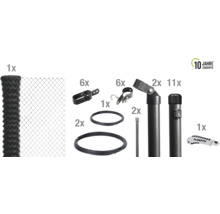 Kit complet de clôture en grillage avec clôture, poteaux, entretoises et accessoires