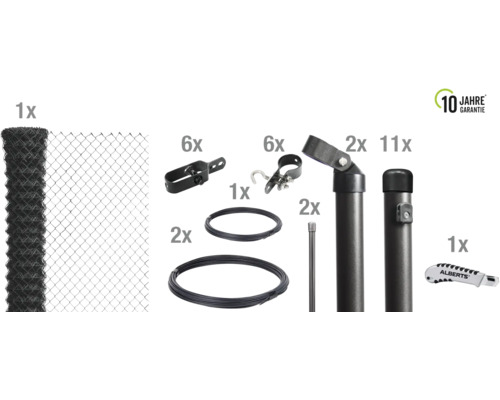 Kit complet de clôture en grillage avec clôture, poteaux, entretoises et accessoires