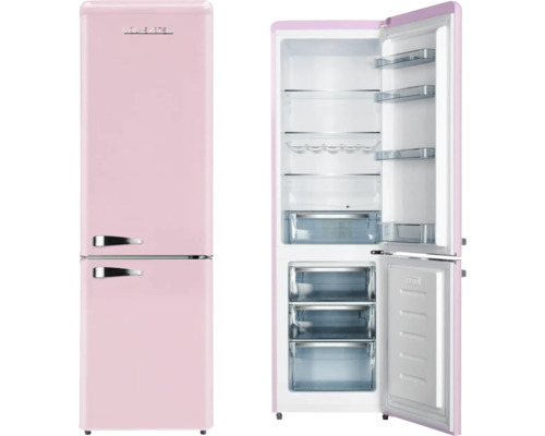 Retro Kühl-Gefrierkombination, offene und geschlossene Ansicht