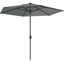 Parasol de jardin gris avec mécanisme à manivelle