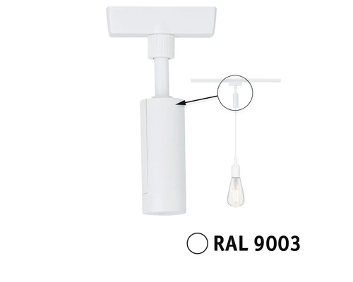 Weisse Stromschienleuchte mit Darstellung der Befestigung