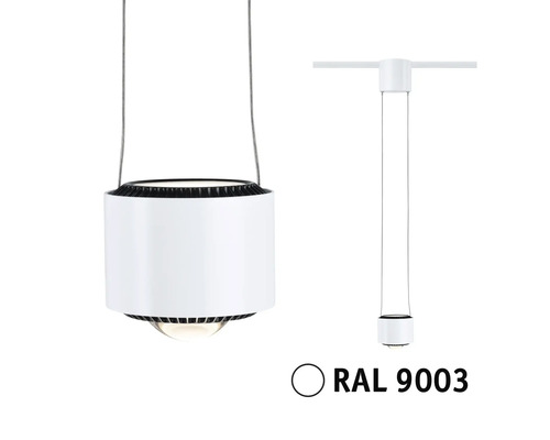 Weisse Hängeleuchte zur Schienenmontage