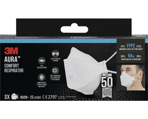 Masque respiratoire confort 3M Aura, niveau de protection FFP2
