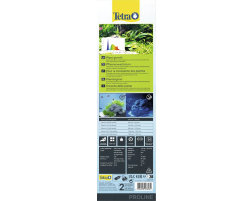 Tetra Proline Produktverpackung mit Informationen zur LED-Beleuchtung für Pflanzenwachstum im Aquarium