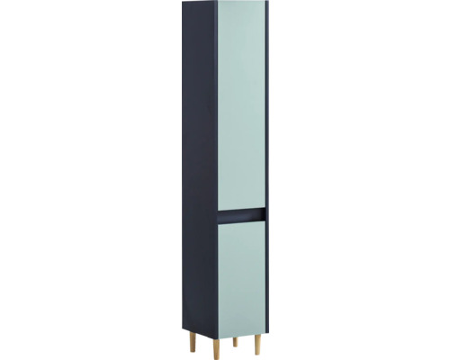 Armoire haute Möbelpartner Lovis lxhxp 30.2x170x33 cm bleu nuit/bleu pigeon Armoire de salle de bain étroite avec pieds