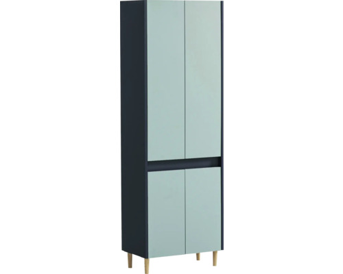 Armoire haute Möbelpartner Lovis lxhxp 56.9x170x33 cm bleu nuit/bleu pigeon Armoire avec quatre portes et pieds