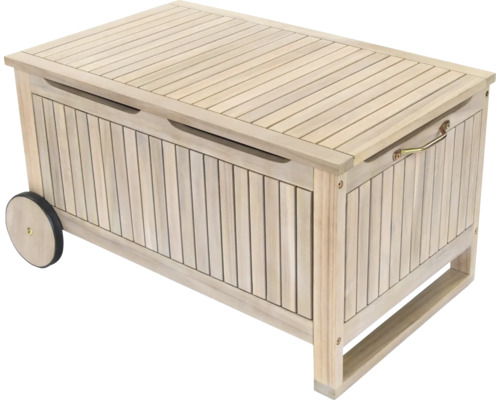Holzkiste mit Rädern und Deckel für den Außenbereich