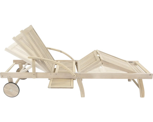 Chaise longue réglable en bois avec roues pour l''extérieur