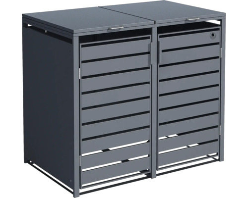 Doppel-Mülltonnenbox aus Metall für den Aussenbereich