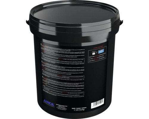 Schwarzer Eimer mit Teichmittel zur Schadstoffentfernung und Vorbeugung von Algenwachstum