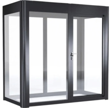 Eingangstür mit Glaselementen und Metallrahmen