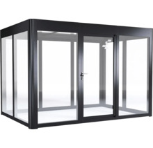 Freistehende Terrassenüberdachung aus Glas und Metall