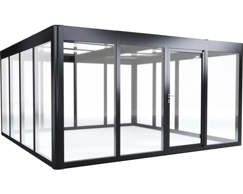 Serre avec cadre en aluminium et porte coulissante