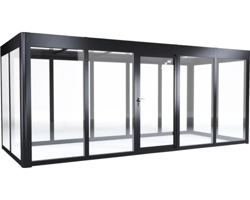 Pavillon autoportant avec cadre en aluminium et parois en verre