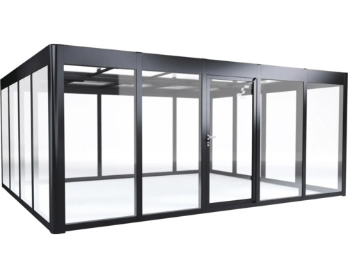 Jardin d''hiver indépendant avec porte et parois en verre