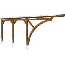 Carport simple SKAN HOLZ Eifel avec 1 arche d'entrée, ancrage pour poteaux 300 x 541 cm noyer