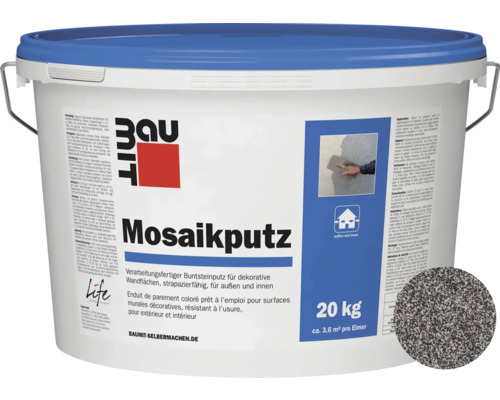 Baumit Mosaikputz M328 gebrauchsfertiger Dünnschichtdeckputz schwarz-grau 20 kg