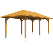 Carport simple SKAN HOLZ Taunus avec ancrages pour poteaux 374x656 cm chêne clair