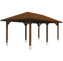 Carport simple SKAN HOLZ Taunus avec ancrages pour poteaux 374x656 cm noyer