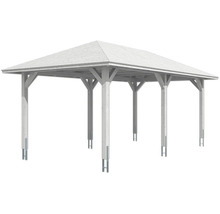 Carport simple SKAN HOLZ Taunus avec ancrages pour poteaux 374x656 cm blanc