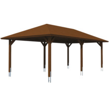 Carport simple SKAN HOLZ Taunus avec ancrages pour poteaux 439x786 cm noyer