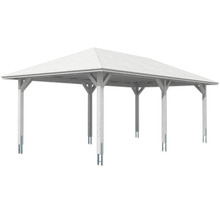 Einzelcarport SKAN HOLZ Taunus mit Pfostenankern 439x786 cm weiß