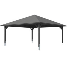Carport double SKAN HOLZ Taunus avec ancrages pour poteaux 634x634 cm gris ardoise