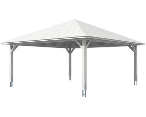 Pavillon autoportant avec structure en bois et toit pointu