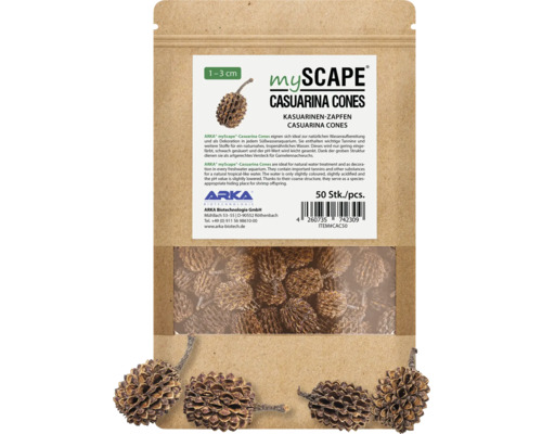 Pommes de Casuarina ARKA mySCAPE Casuarina Cones 1 - 3 cm 50 pièces entretien naturel de l'eau, complément alimentaire, réduction de valeur du pH-Wert avec des acides humiques et fulviques précieux