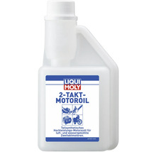 Huile moteur deux temps Liqui Moly dans une bouteille en plastique blanche