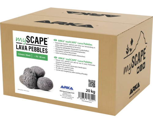 Unité d''emballage Arka mySCAPE Lava Pebbles, pierre de lave noire pour aquariums d''eau douce et terrariums