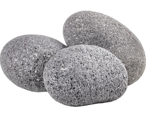 Trois pierres de lave grises pour le jardin