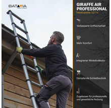 Mann steigt auf einer ausziehbaren Aluminiumleiter.