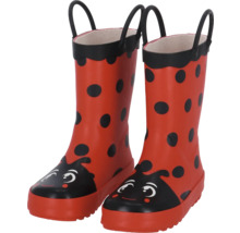Paar Kindergummistiefel mit Marienkäfermuster
