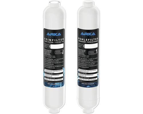 Deux cartouches filtrantes ARKA Aquatics : filtre fin et filtre à charbon