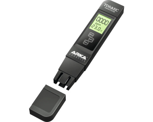 Appareil de mesure TDS et EC Arka Aquatics avec capuchon de protection retiré