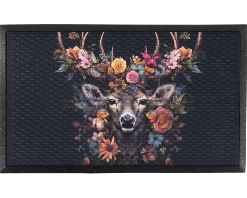 Paillasson avec motif cerf et fleurs