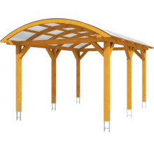 Carport Skanholz Franken avec ancrage pour poteaux 376 x 541 cm chêne clair