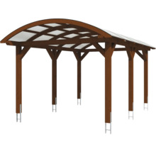 Carport Skanholz Franken avec ancrage pour poteaux 376 x 541 cm noyer