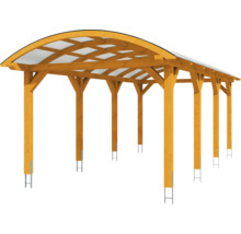 Carport Skanholz Franken avec ancrage pour poteaux 376 x 755 cm chêne clair